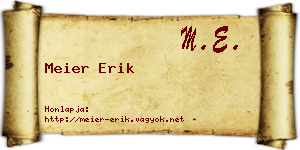 Meier Erik névjegykártya